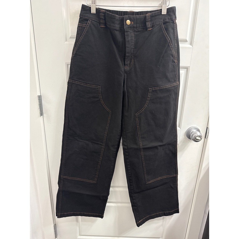 YFB Young Fabulous & Broke Black Utility Carpenter Pants Wide Leg Double Knee M